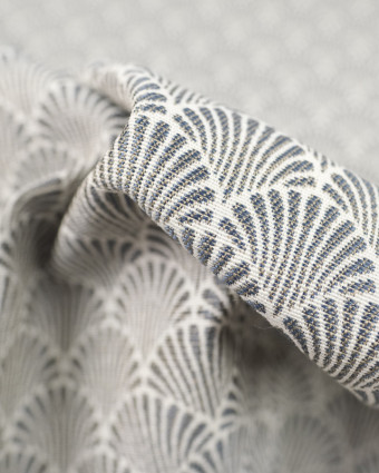 Tissu Jacquard au mètre : Jacquard Eventails Marine - Mercerine