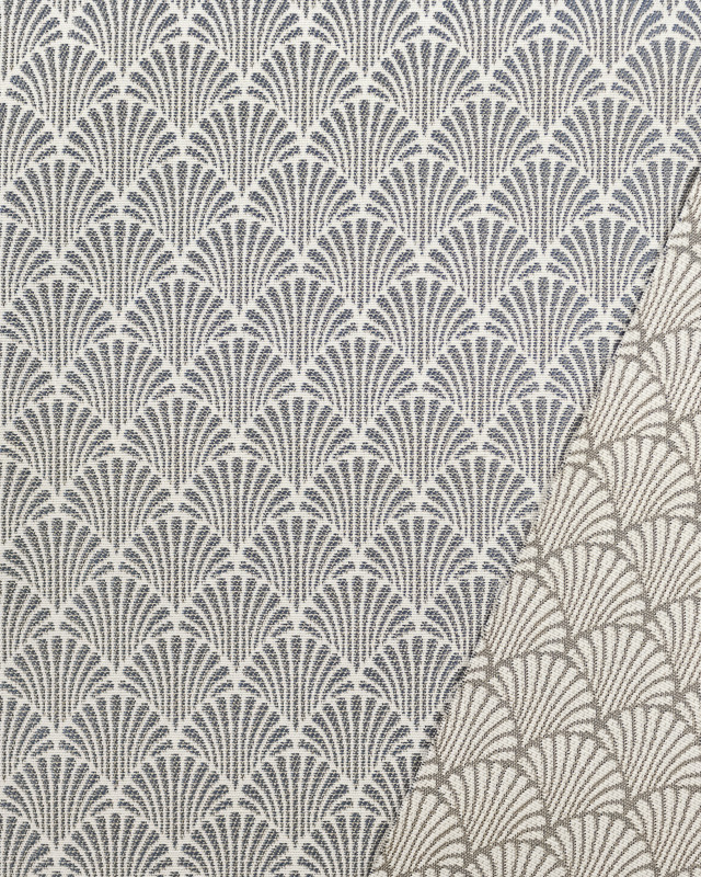 Tissu Jacquard au mètre : Jacquard Eventails Marine - Mercerine
