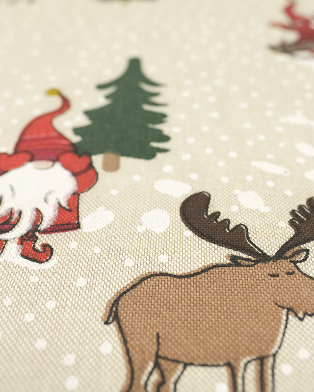 Tissu Coton de Noël Aspect lin lutins et luges - Mercerine