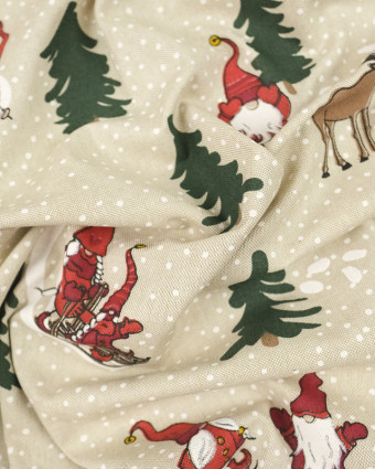 Coton de Noël Aspect lin lutins et luges - Mercerine
