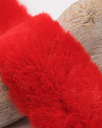 Tissu Bande fausse fourrure rouge - Mercerine