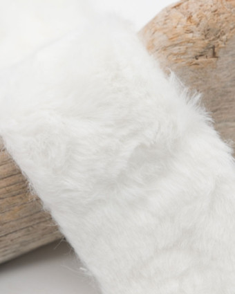 Tissu Fausse fourrure blanche en bande - Mercerine