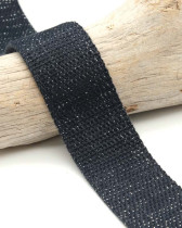 Sangle Marine Lurex Argent / Or 3cm Coton