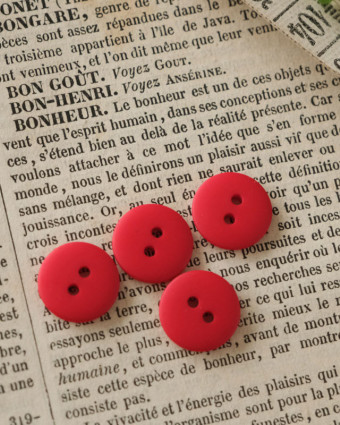 Lot De 8 Boutons Vintage Rouges - Diamètre 2,3 Cm - À Trous - Occasion