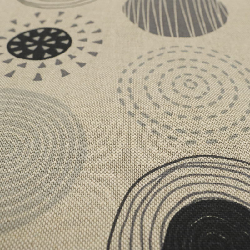 Tissu coton aspect lin imprimé cercle marine