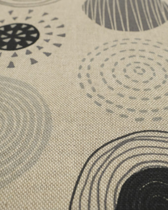 Tissu coton aspect lin imprimé cercle marine