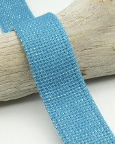 Sangle Turquoise Lurex Argent / Or 3cm Coton
