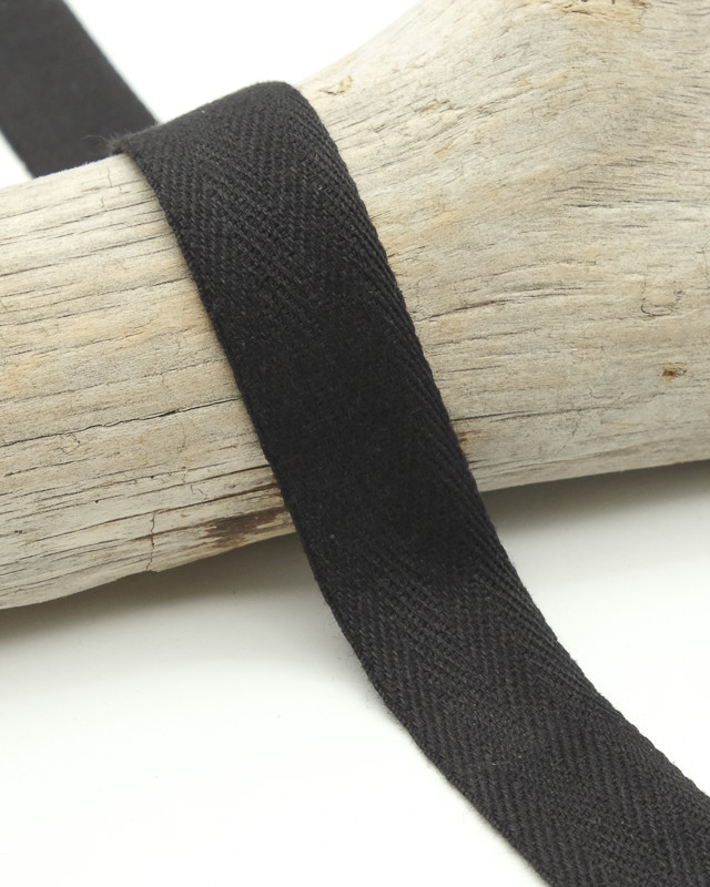Ruban noir de coton tissé 30 mm vendu au mètre - Travail du cuir