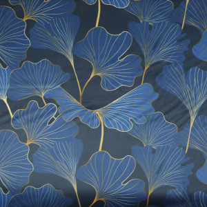 Velours imprimé feuilles de Ginko Bleu
