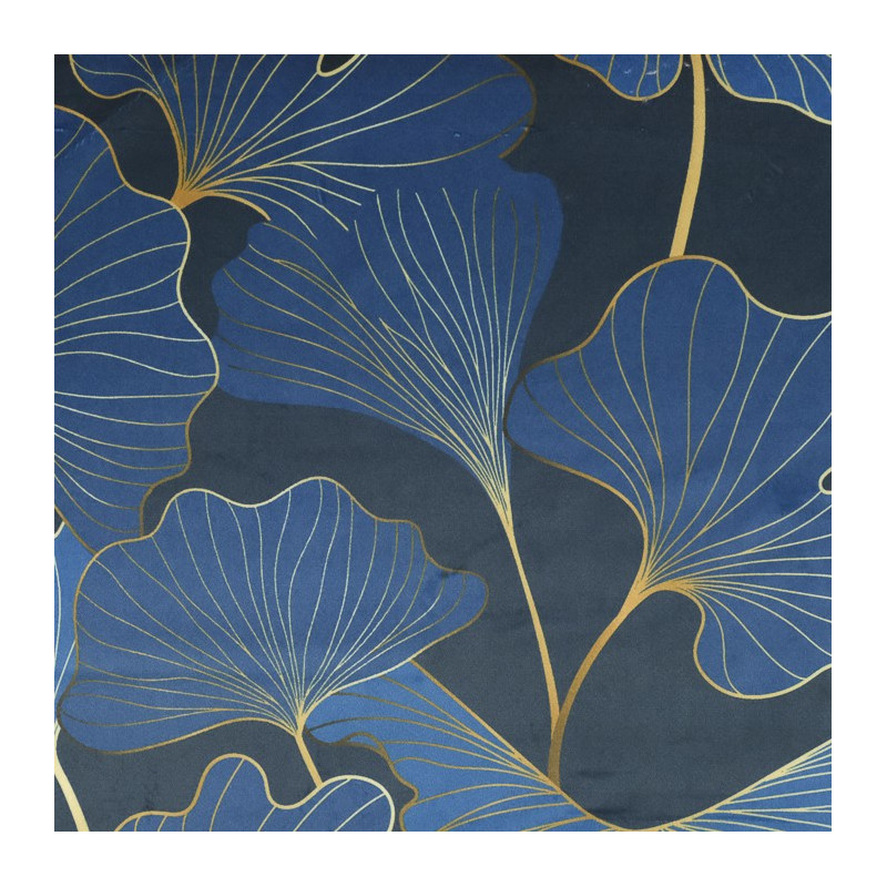 Velours imprimé feuilles de Ginko Bleu - Mercerine
