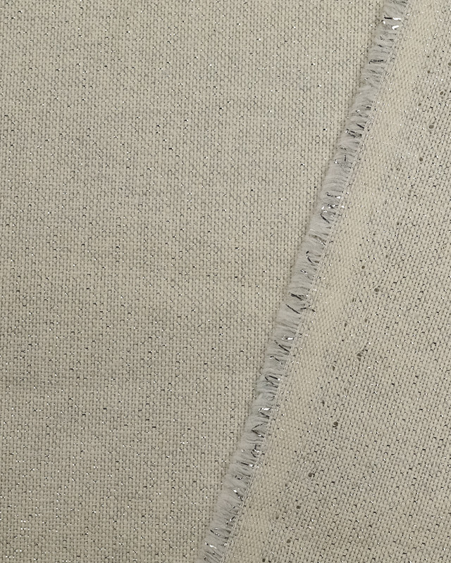 Tissu Effet Lin Gris Pailleté Argent - Grande Largeur - Mercerine