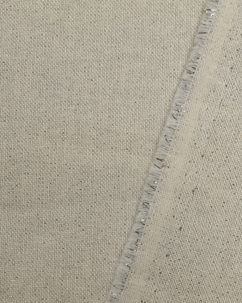 Tissu Effet Lin Gris Pailleté Argent - Grande Largeur - Mercerine