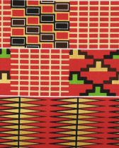 Tissu africain wax lurex rouge vert graphique
