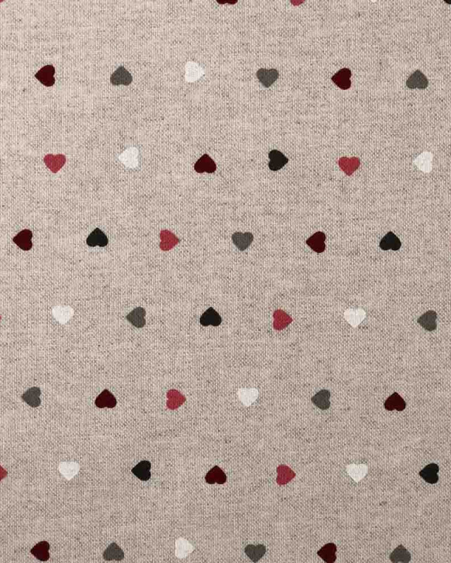 Tissu effet lin imprimé petit cœur : 3 coloris - Mercerine