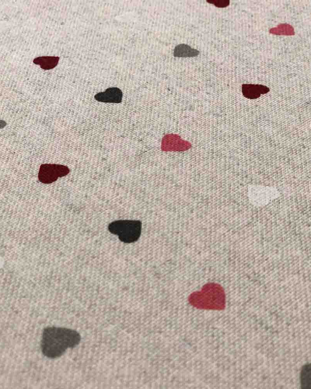 Tissu effet lin imprimé petit cœur : 3 coloris - Mercerine