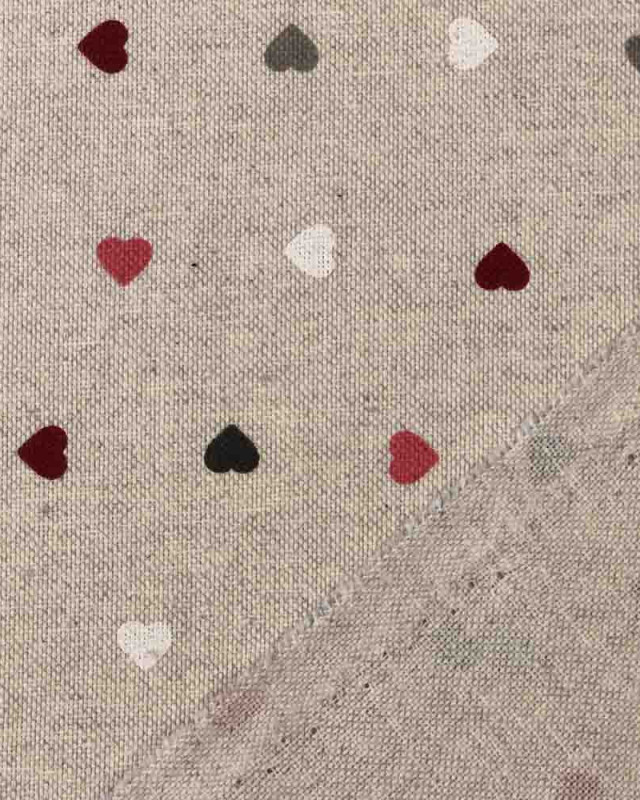 Tissu effet lin imprimé petit cœur : 3 coloris - Mercerine
