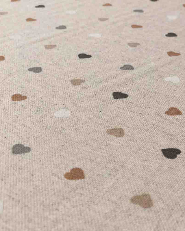 Tissu effet lin imprimé petit cœur : 3 coloris - Mercerine