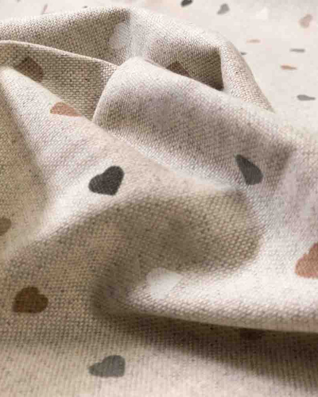 Tissu effet lin imprimé petit cœur : 3 coloris - Mercerine