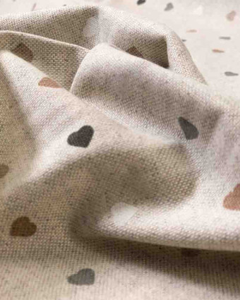 Tissu effet lin imprimé petit cœur : 3 coloris - Mercerine