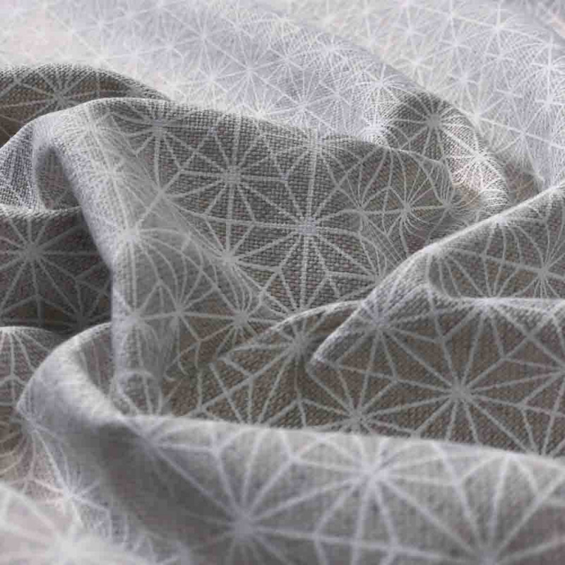 Tissu imitation lin impression Tétraède Blanc - Mercerine