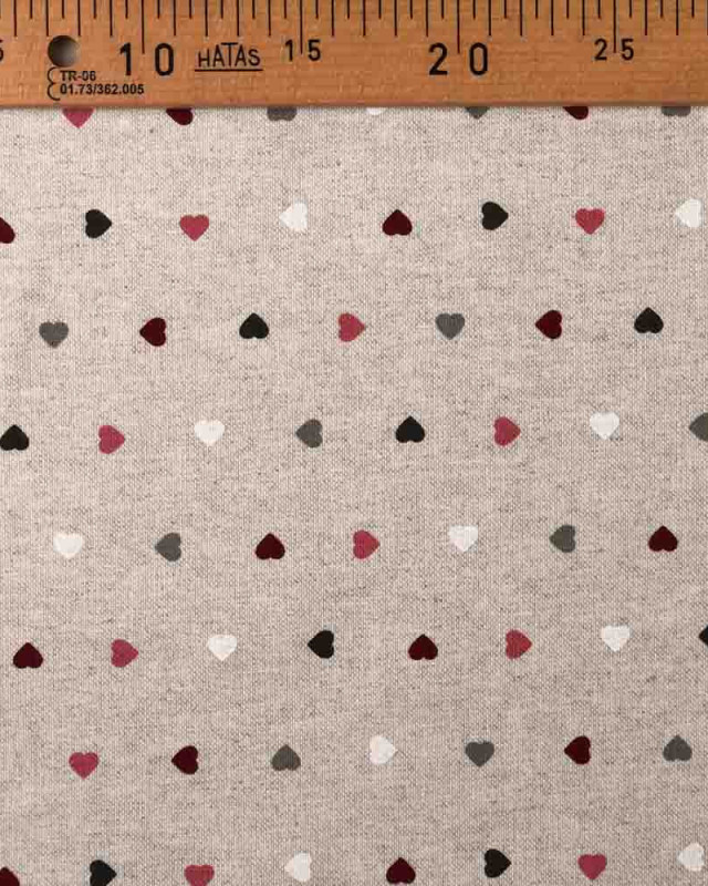 Tissu effet lin imprimé petit cœur : 3 coloris - Mercerine
