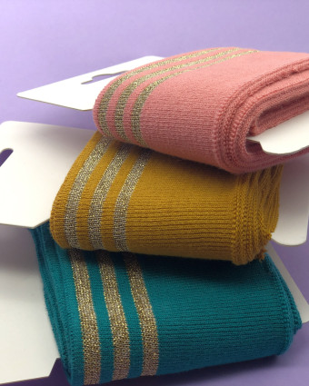 Bande Bord côte Lurex Or 1m30 - Dispo 7 couleurs - Mercerine