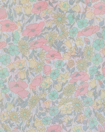 Tissu Liberty Poppy and Daisy rose et vert pastel  - Mercerine