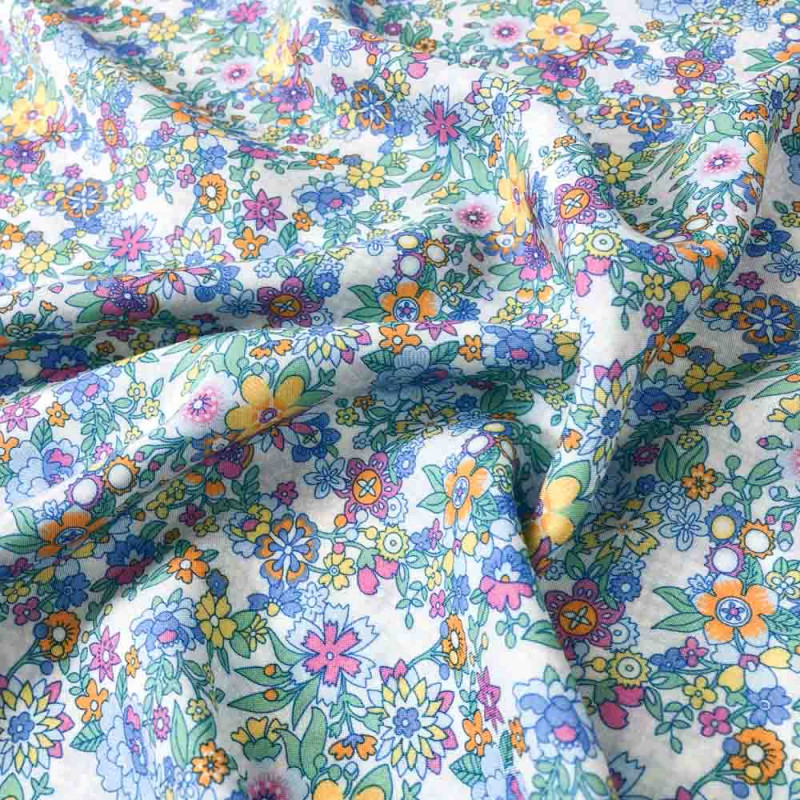 Tissu viscose Liberty Fabrics Floral Waltz bleu vert - Mercerine