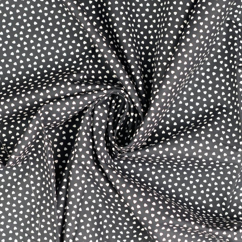 Tissu coton imprimé cœur Adorable Noir - Mercerine