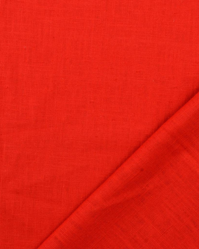 Tissu Lin Uni 100% Rouge Vermillon - Mercerine