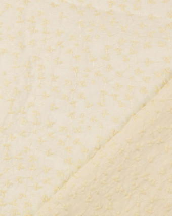 Viscose Feuille Brodée fond Ecru Festonné - Mercerine