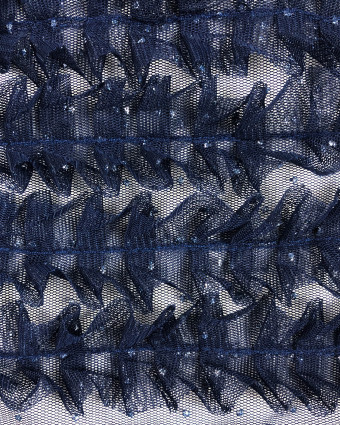 Tissu froncé à pois doré ou argenté sur un tulle résille - Mercerine