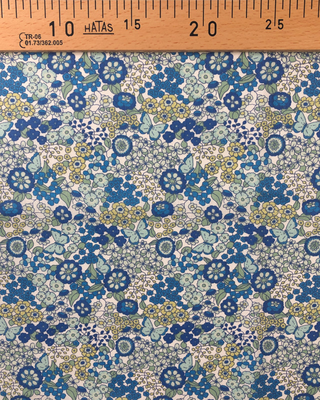 Tissu coton imprimé Oekotex Fleurs Papillons : 3 coloris - Mercerine