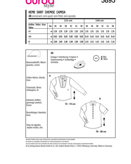 Patron De Couture Burda Blouson & Gilet Homme #5681 – Taille 46 à 56, Pour Tissus Doudouné Ou Lisse Patron Burda Style 5681 Blouson Gilet Homme Tailles 46-56