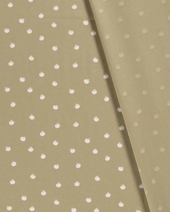 Popeline de coton imprimé Pomme fond Kaki /Beige Oekotex - Mercerine