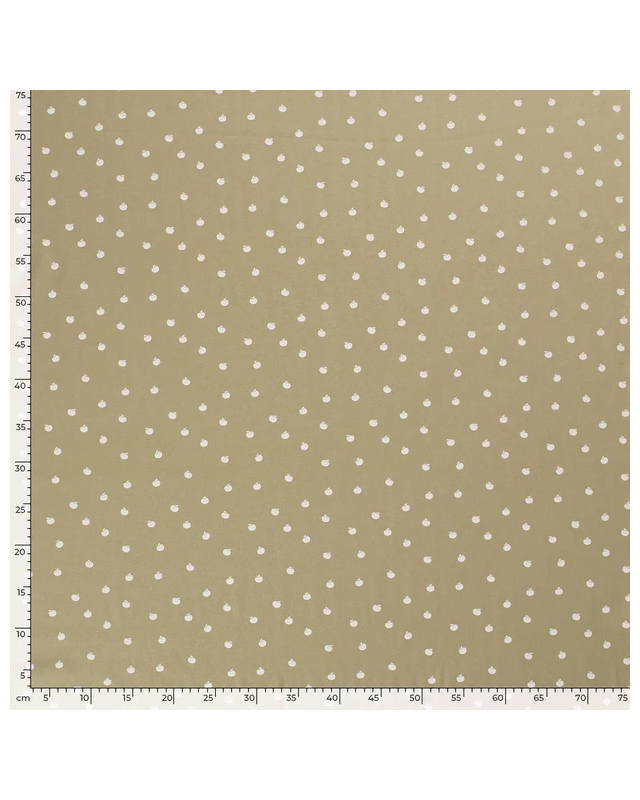 Popeline de coton imprimé Pomme fond Kaki /Beige Oekotex - Mercerine
