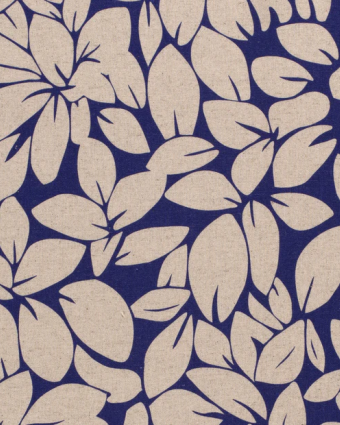 Tissu Viscose Lin imprimé feuilles fond lin - Mercerine
