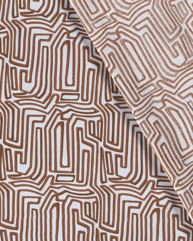 Viscose motif Labirynthe : disponible en orange, citron et noir - Mercerine