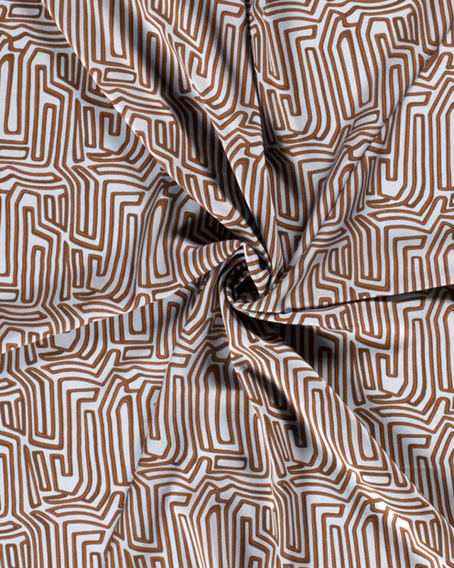 Viscose motif Labirynthe : disponible en orange, citron et noir - Mercerine