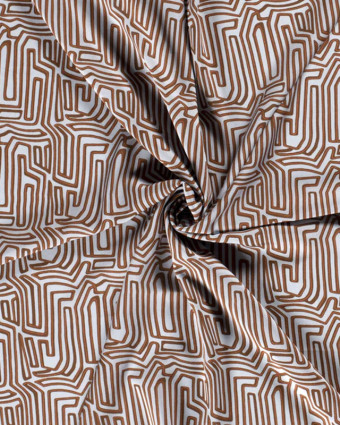 Viscose motif Labirynthe : disponible en orange, citron et noir - Mercerine