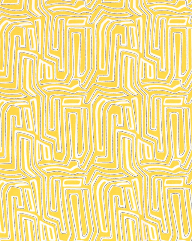 Viscose motif Labirynthe : disponible en orange, citron et noir - Mercerine