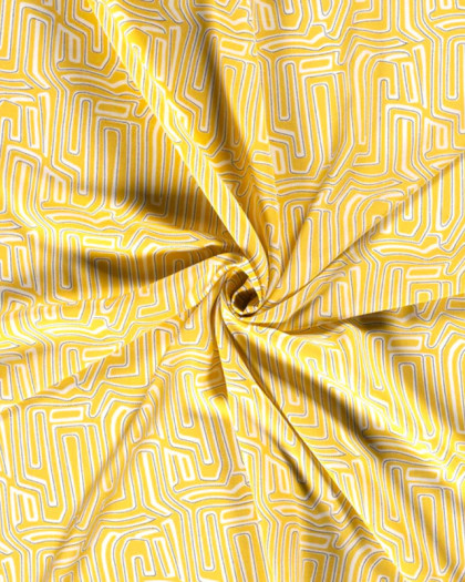 Viscose motif Labirynthe : disponible en orange, citron et noir - Mercerine