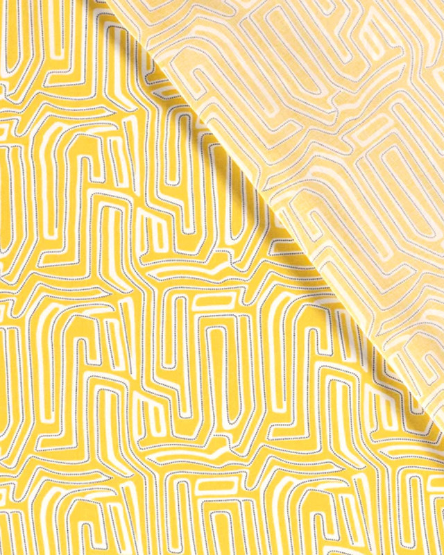Viscose motif Labirynthe : disponible en orange, citron et noir - Mercerine