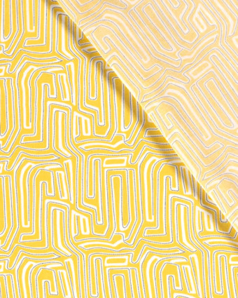 Viscose motif Labirynthe : disponible en orange, citron et noir - Mercerine