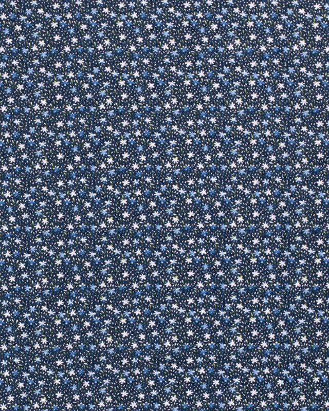 Popeline de coton Tapis de Fleur : Rose Violine ou Bleu - Mercerine