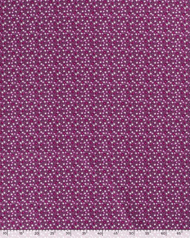 Popeline de coton Tapis de Fleur : Rose Violine ou Bleu - Mercerine