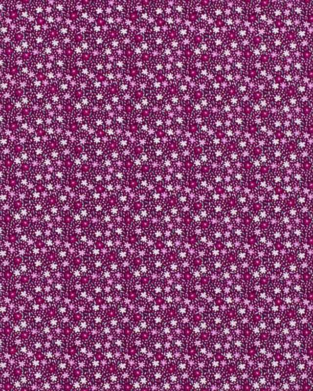 Popeline de coton Tapis de Fleur : Rose Violine ou Bleu - Mercerine