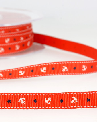 Galon Marin Ancre Bleu, Rouge ou Blanc : 10mm - Mercerine