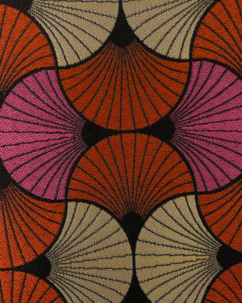 Tissu Jacquard Gingko Feuille Doré : Rouge/Rose ou Gris Argenté - Mercerine