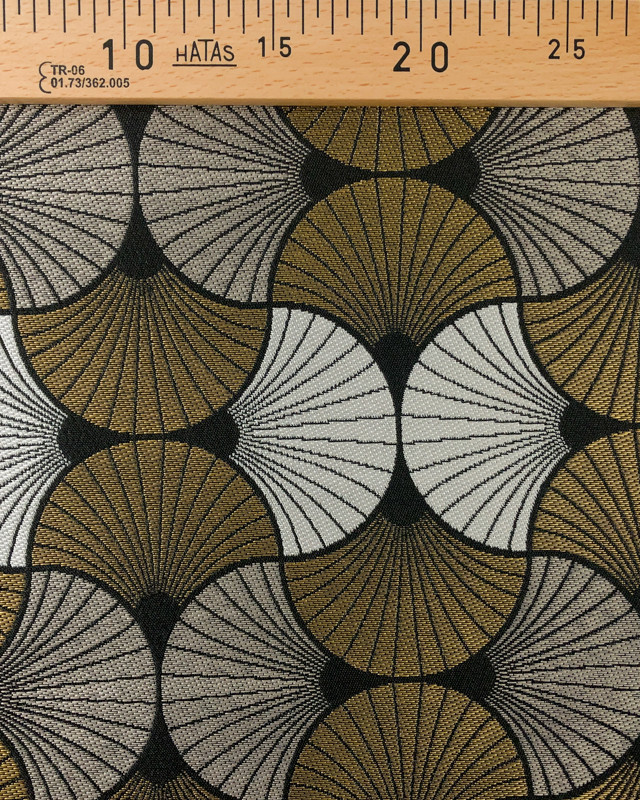 Tissu Jacquard Gingko Feuille Doré : Rouge ou Gris Argenté - Mercerine